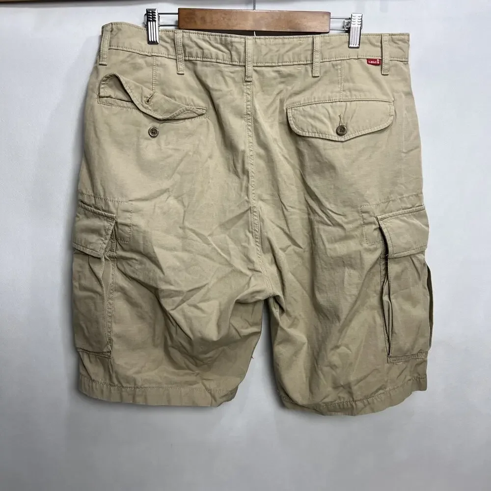 Levi's Strauss Cargo Khaki Tan Shorts Size 36 Men's Rip Stop Longer inseam Y2K - Picture 4 of 11